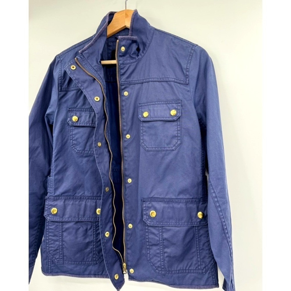 J.Crew Navy Utility Jacket Women's Cotton Gold Button Field Coat Preppy Classic - Picture 7 of 14